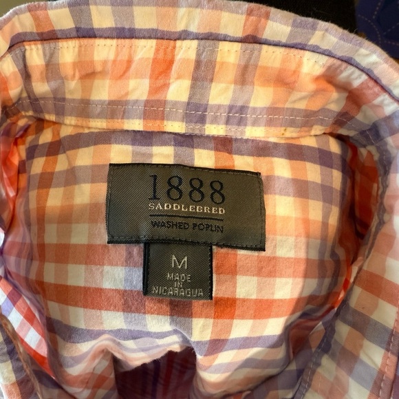 Saddlebred Orange and White Casual Button Down Shirt - Picture 3 of 6
